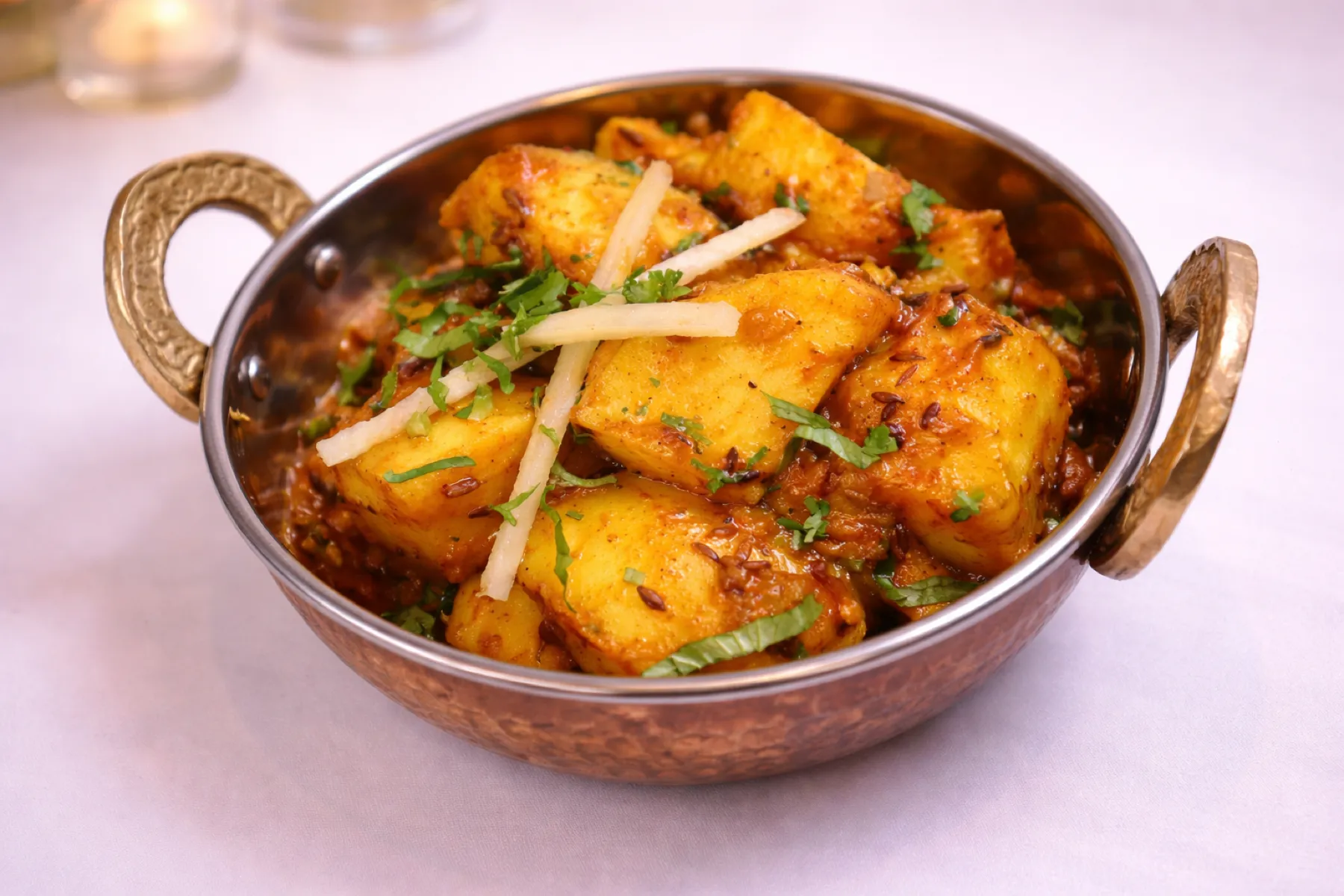 Paneer curry served in a traditional karahi