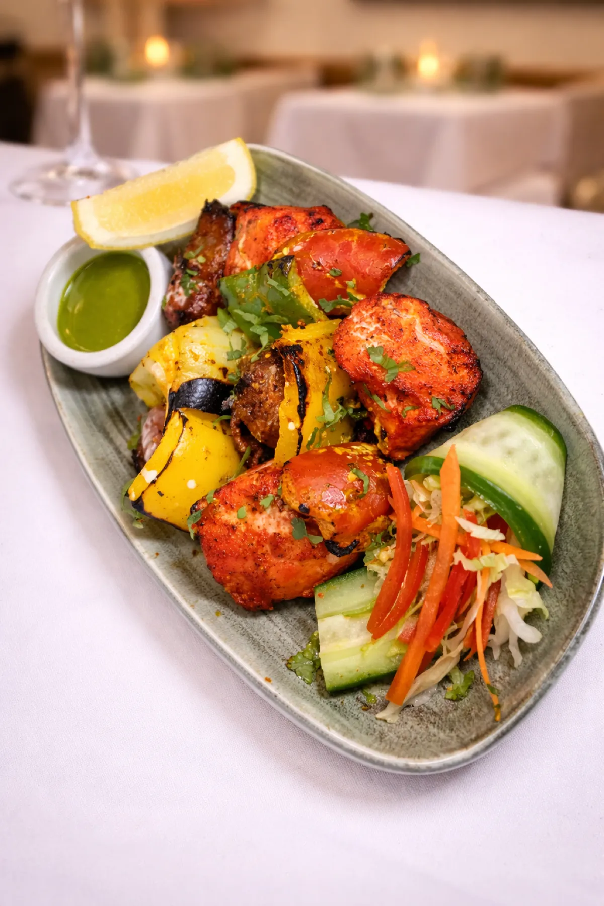 Tandoori chicken platter at Royal Darbar