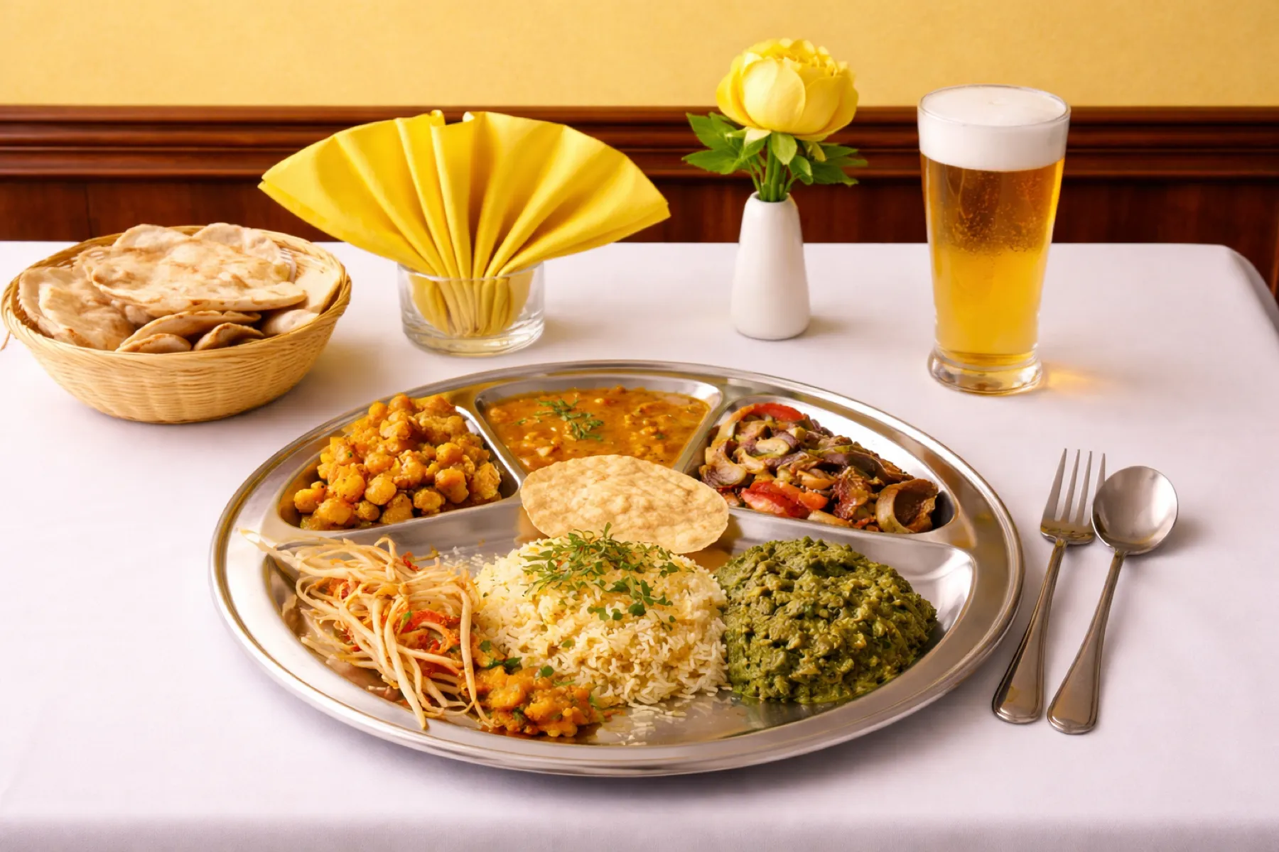 A traditional Indian thali platter at Royal Darbar